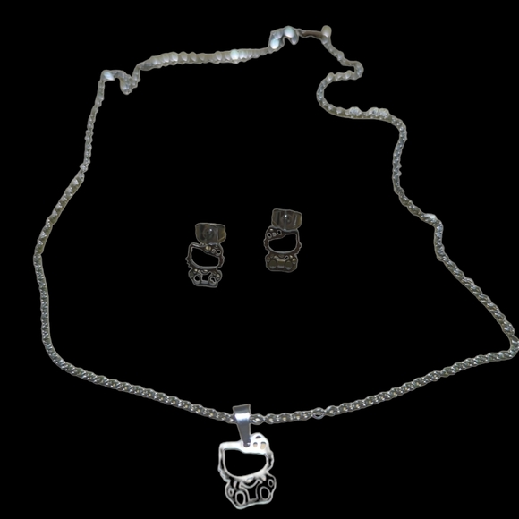 Hello Kitty necklace and Earrings Set, Stainless Steel - Picture 3 of 3